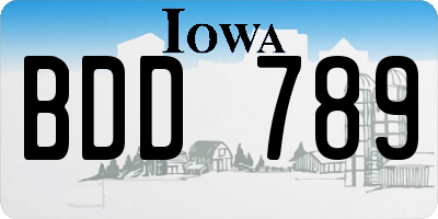 IA license plate BDD789