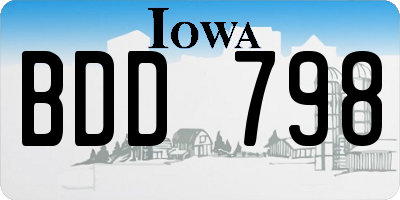 IA license plate BDD798