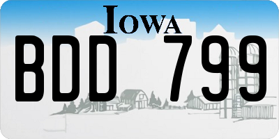 IA license plate BDD799