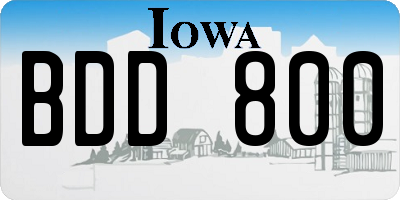 IA license plate BDD800