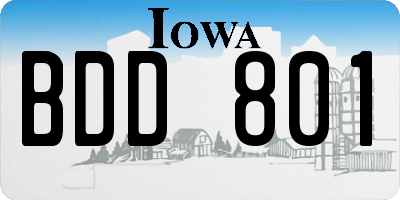 IA license plate BDD801