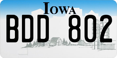IA license plate BDD802