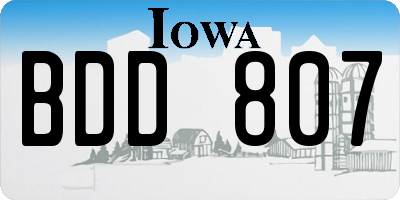 IA license plate BDD807
