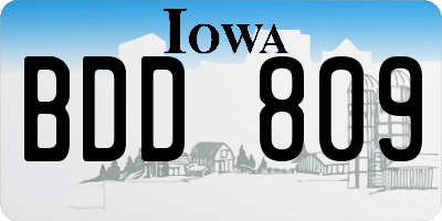 IA license plate BDD809