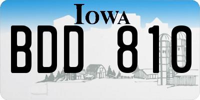 IA license plate BDD810