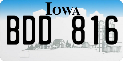 IA license plate BDD816
