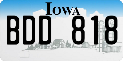 IA license plate BDD818