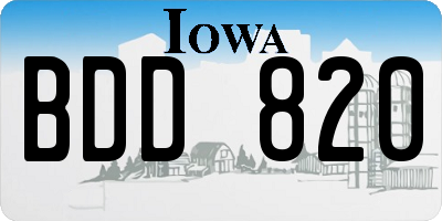 IA license plate BDD820