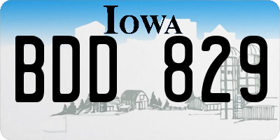 IA license plate BDD829