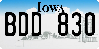IA license plate BDD830