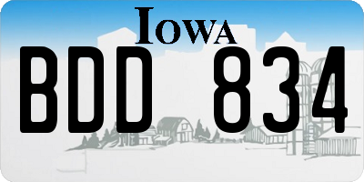 IA license plate BDD834