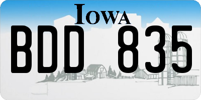 IA license plate BDD835
