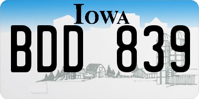 IA license plate BDD839