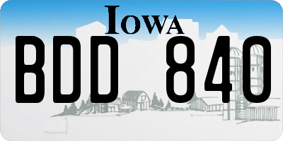 IA license plate BDD840