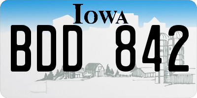IA license plate BDD842