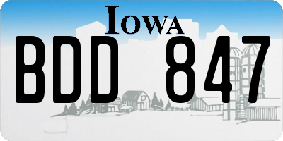 IA license plate BDD847