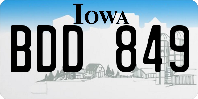 IA license plate BDD849