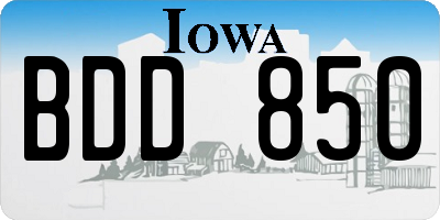 IA license plate BDD850