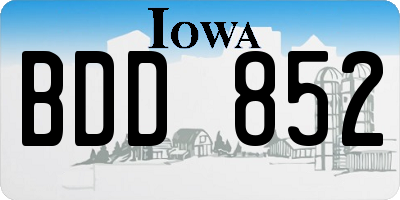 IA license plate BDD852