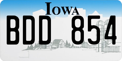 IA license plate BDD854