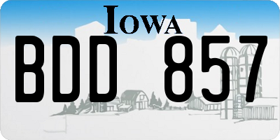 IA license plate BDD857