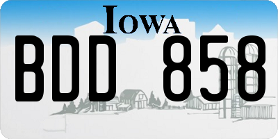 IA license plate BDD858
