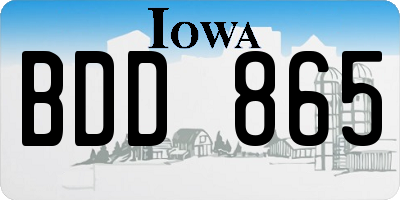 IA license plate BDD865