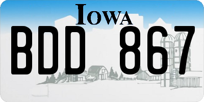 IA license plate BDD867