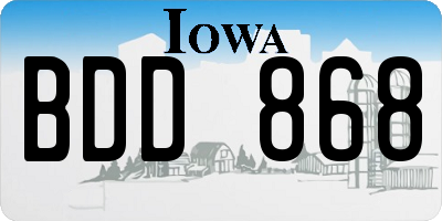 IA license plate BDD868