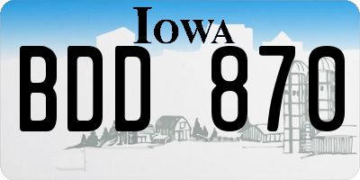IA license plate BDD870