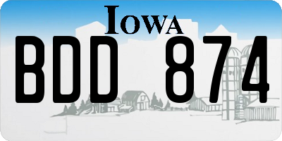 IA license plate BDD874
