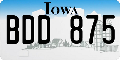 IA license plate BDD875