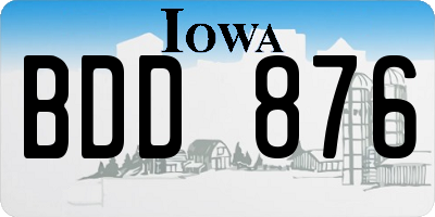 IA license plate BDD876