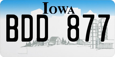 IA license plate BDD877
