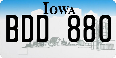 IA license plate BDD880