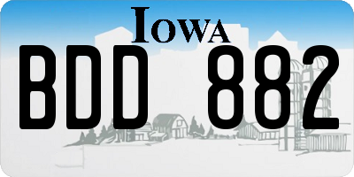 IA license plate BDD882