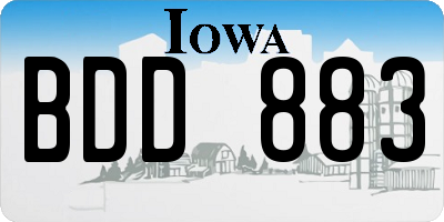 IA license plate BDD883