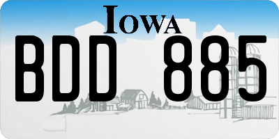 IA license plate BDD885
