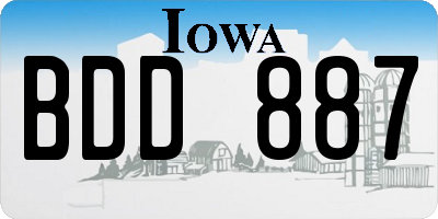 IA license plate BDD887