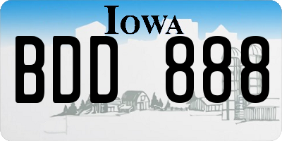 IA license plate BDD888
