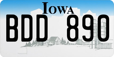 IA license plate BDD890