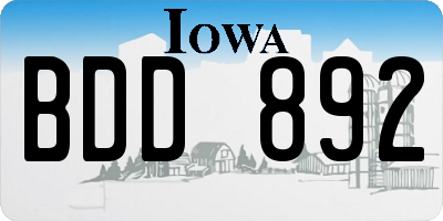 IA license plate BDD892