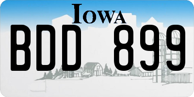 IA license plate BDD899