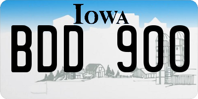 IA license plate BDD900
