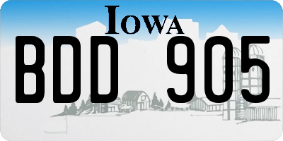 IA license plate BDD905