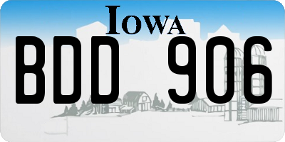 IA license plate BDD906