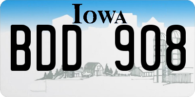 IA license plate BDD908
