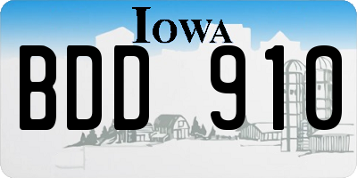 IA license plate BDD910