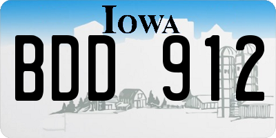 IA license plate BDD912