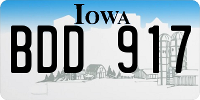 IA license plate BDD917